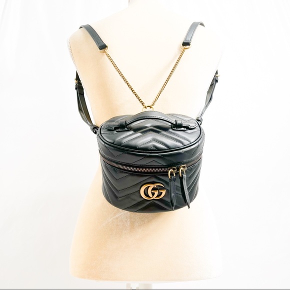 Gucci GG Marmont Mini Matelassé Black Leather Backpack New Authentic - Picture 3 of 16